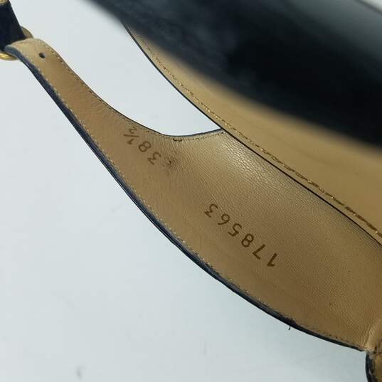 Yves Saint Laurent Peep Toe Slingback Heel Women's Sz.38.5 Black Patent image number 7