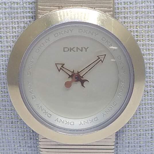 Women's DKNY 28mm WR 5ATM Gold Dial Stainless Steel Watch image number 2