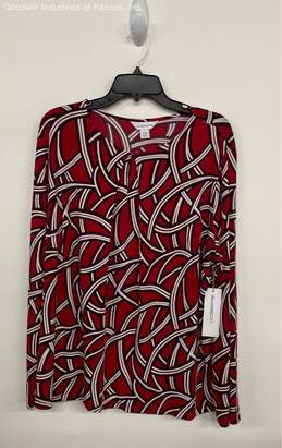 Liz Claiborne Red GEO Patterned Blouse NWT - Size 1X