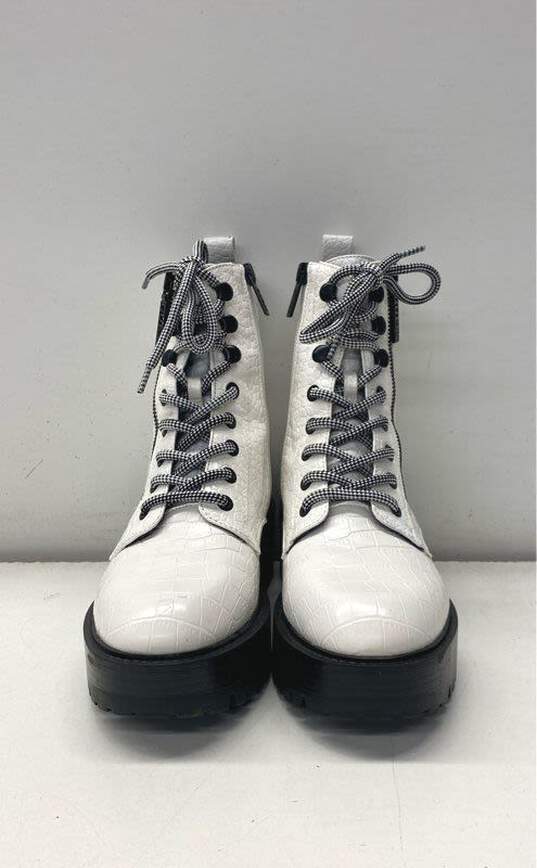 Guess Embossed Fearne Combat Boots White 7.5 image number 2