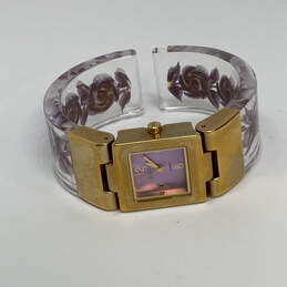 Designer Joan Rivers Gold-Tone Translucent Floral Cuff Analog Wristwatch alternative image