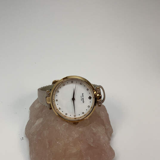 Designer Kate Spade Gold-Tone Rhinestones Leather Band Analog Wristwatch image number 1