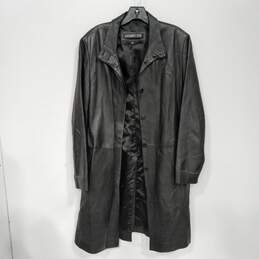London Fog Trench Coat Style Leather Jacket Size Medium