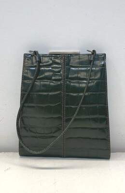 Adrienne Vittadini Olive Green Croc Embossed Small Clutch Bag alternative image