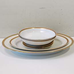 Vintage White & Gold-Tone Trim Bowls and Plates