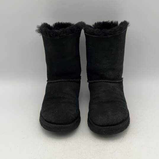 Ugg Womens Bailey Bow II 1002954 Black Fur Round Toe Winter Boots Size 7 image number 3