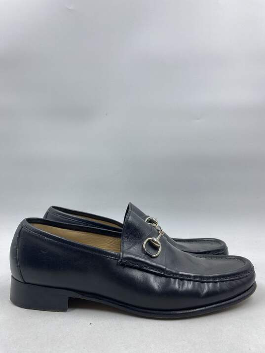 Authentic Gucci Black Horsebit Accent Leather Dress Loafers M 12 image number 1