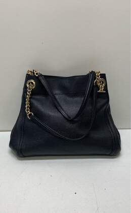 COACH Edie Turnlock Black Leather Chain Shoulder Satchel Bag alternative image