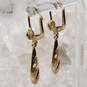 14K Yellow Gold Etched Design Dangle Earrings - 2.80g image number 3