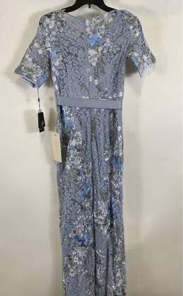NWT Adrianna Papell Womens Powder Blue Floral Lace Belted Maxi Dress Size 2 alternative image