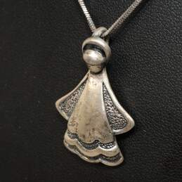 Vintage Artisan 'EPA' Sterling Silver Angel Pendant Necklace 21.5" - 8.36g alternative image