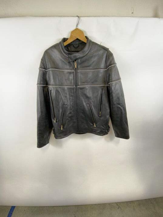 Street Legal Mens Black Performance Leather Full-Zip Motorcycle Jacket Size L image number 1