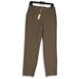 NWT Max Studio Womens Brown Knit Stretch Slim Trouser Pull-On Ankle Pants Size L