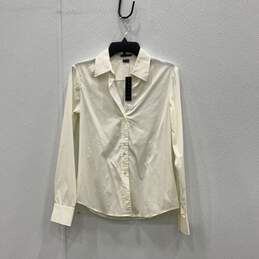 NWT Theory Womens White Long Sleeve Spread Collar Button-Up Shirt Size Small