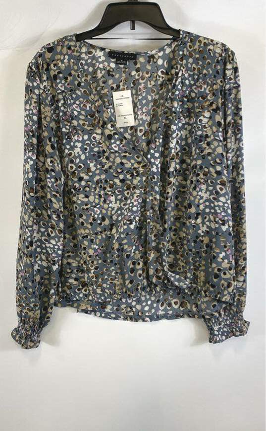 NWT Sanctuary Womens Multicolor Printed Long Sleeve Wrap Blouse Top Size XL image number 1