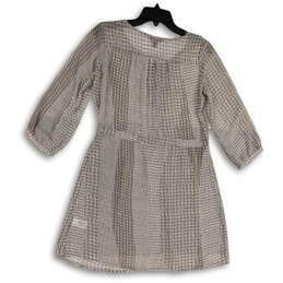 Womens Beige Snake Print 3/4 Sleeve Wasit Belt Short Shirt Dress Size 2P alternative image