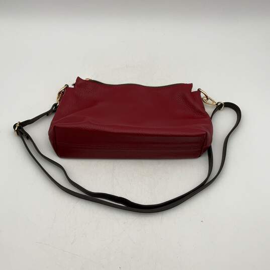 Valentina Womens Red Leather Inner Zipper Pockets Crossbody Bag Purse image number 1