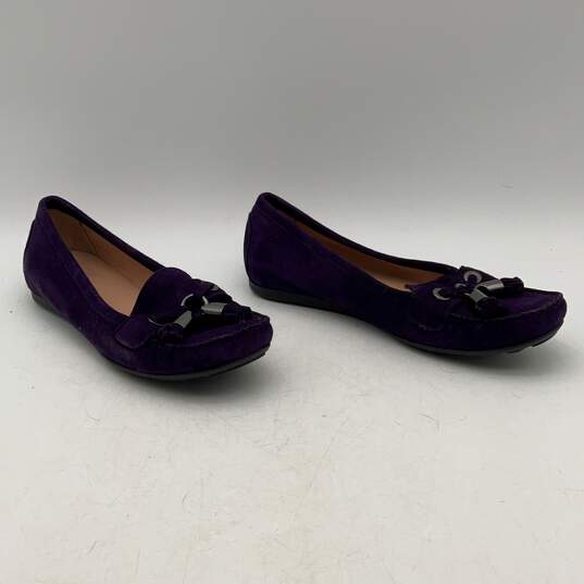 Stuart Weitzman Womens Purple Tassels Moc Toe Slip On Ballet Flats Size 6.5 image number 2