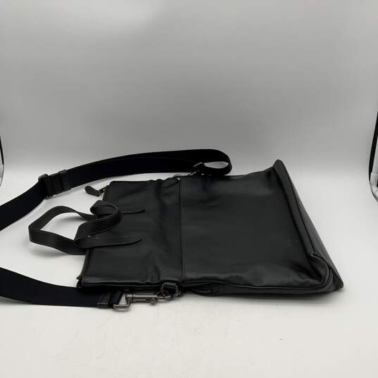 Coach Womens Black Leather Adjustable Strap Inner Pocket Messenger Bag Purse image number 5