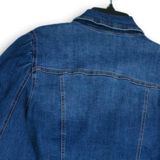 NWT Tribal Jeans Womens Blue Spread Collar Long Sleeve Jacket Size 3X image number 4