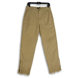 Womens Khaki Flat Front Slash Pocket Ankle Zip Jogger Pants Size 6