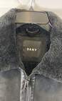 NWT DKNY Mens Black Suede Fur Lined Long Sleeve Collared Bomber Jacket Size XS image number 3