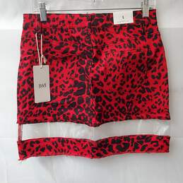American Bazi Color Twill Red Leopard Print Skirt Size L alternative image