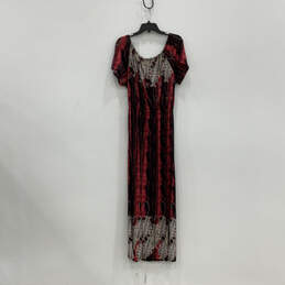 NWT Womens Red Floral Printed Short Sleeve Scoop Neck Maxi Dress Size XXL alternative image