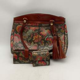 Patricia Nash Womens Green Brown Floral Zipper Pocket Shoulder Bag Set alternative image