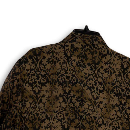 Womens Brown Black Floral Long Sleeve Point Collar Button-Up Shirt Sz 14/16 image number 4