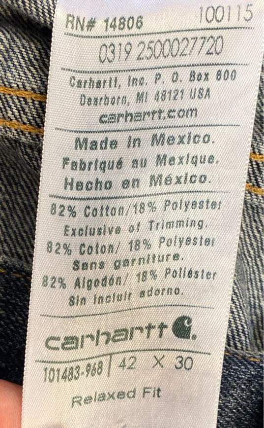 Carhartt Mens Blue Medium Wash 5-Pocket Design Denim Straight Jeans Size 42X30 image number 8