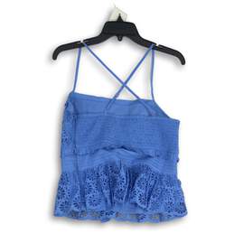 J. Crew Womens Blue Floral Lace Sleeveless Square Neck Pullover Tank Top Size S alternative image