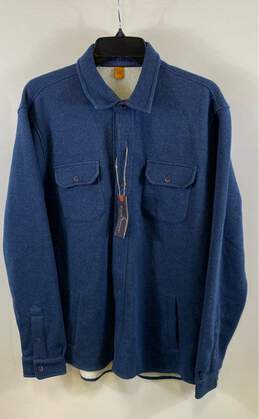 NWT Tailor Vintage Mens Blue Fleece Long Sleeve Collared Shirt Jacket Size L