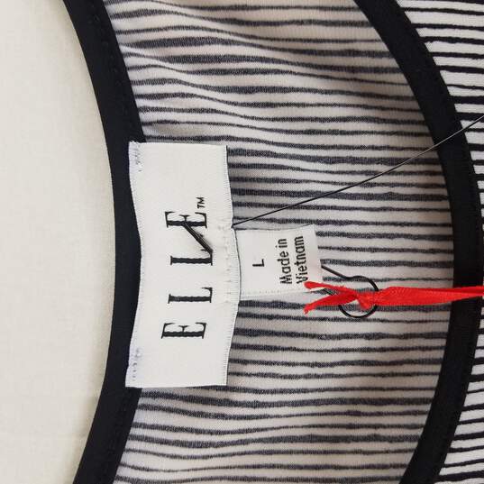 Elle Women Black & White striped dress Size L NWT image number 3