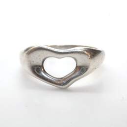 Tiffany & Co. Elsa Peretti Sterling Silver Cut Out Heart Ring Size 6.25 alternative image