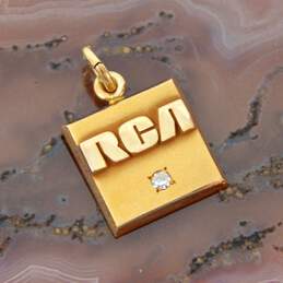 10K Yellow Gold RCA 0.02 CT Diamond Charm Pendant 2.5g