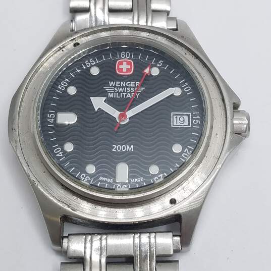 Wenger Swiss Military 39mm WR 200M Black Dial Lumi Hands Stainless Steel Watch image number 2