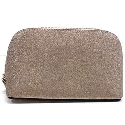 Kate Spade Joeley Tinsel Gold Glitter Cosmetic Pouch Zip Around Bag alternative image