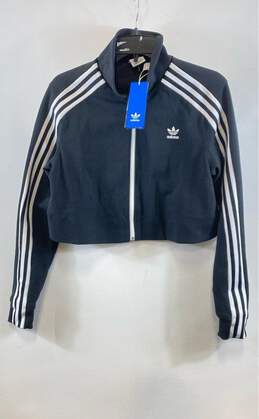 NWT Adidas Womens Black Long Sleeve Full Zip Cropped Track Jacket Size Small