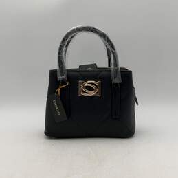 NWT Bebe Womens Black Leather Bottom Stud Double Handle Satchel Bag Purse