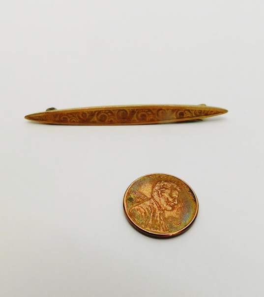 Antique Gold Filled Etched Swirl Bar Pin 5.2g image number 4