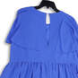 NWT Womens Blue Flutter Sleeve Ruffle Hem Fit & Flare Dress Size 14 image number 1
