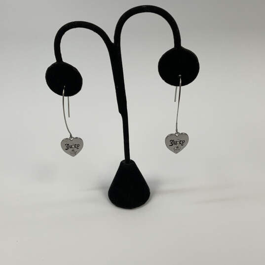 Designer Juicy Couture Silver-Tone Engrave Heart Fashion Drop Earrings image number 1