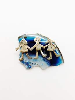 Artisan 925 Stamped Square Drop Earrings Children Brooch & Twisted Bangle alternative image