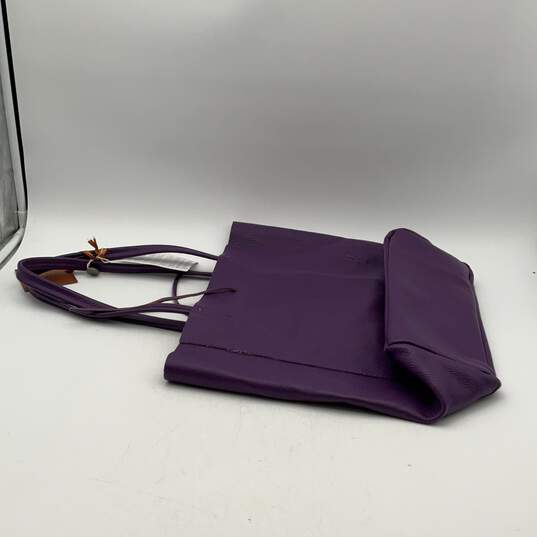 NWT Marc Ellis Womens Purple MEB-435 Leather Double Handle Tote Bag Purse image number 6