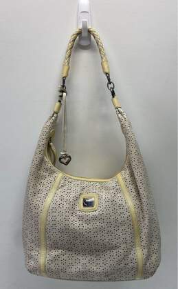Brighton Floral Perforated Leather Hobo Shoulder Tote Bag