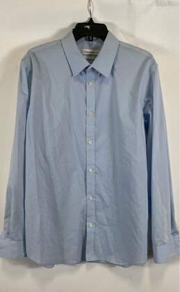 Calvin Klein Mens Light Blue Classic Long Sleeve Collar Dress Shirt Size Large