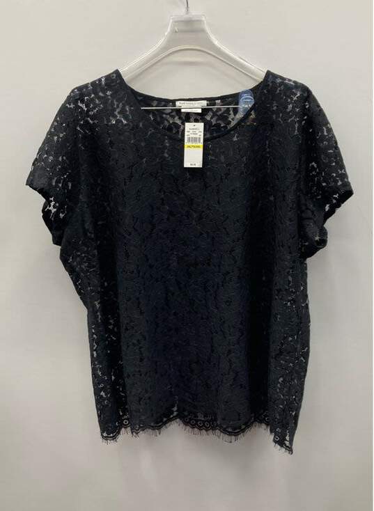 Van Heusen Women's Black Lace Short Sleeve Top Sz XXL NWT image number 1