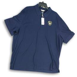 NWT Cutter And Buck Mens Navy Blue Milwaukee Brewers MLB Polo Shirt Size XXL