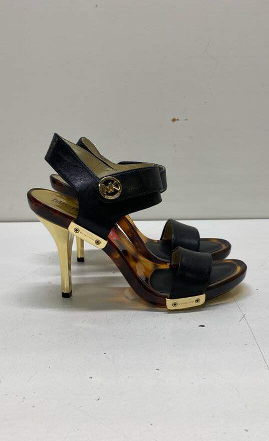 Michael Kors Leather Lucite Sole Strappy Heels Black 7 image number 1